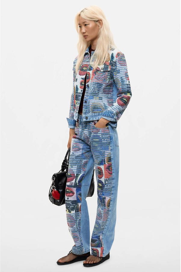Desigual katoenen spijkerjas met print meerkleurig