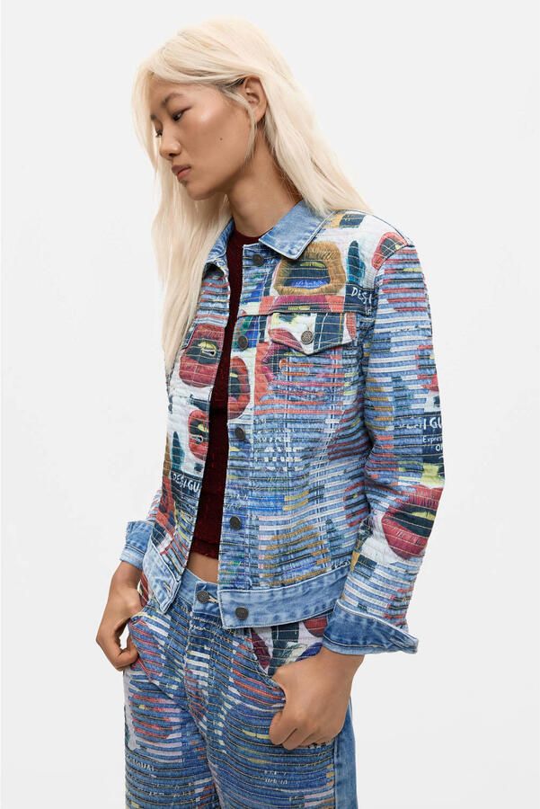 Desigual katoenen spijkerjas met print meerkleurig - Foto 3
