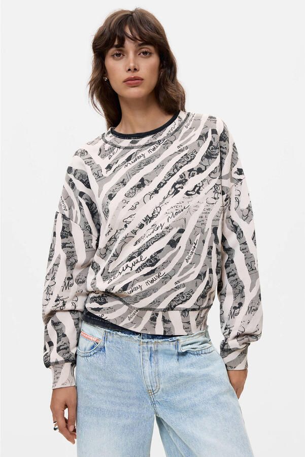 Desigual katoenen sweater met print zwart