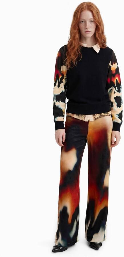 Desigual katoenen sweater zwart rood geel - Foto 3