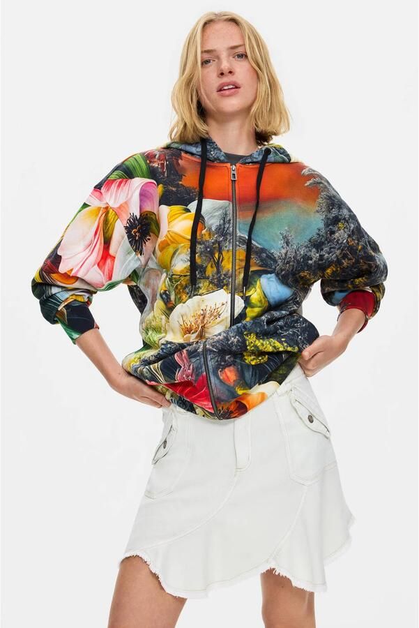 Desigual katoenen sweatvest met print meerkleurig