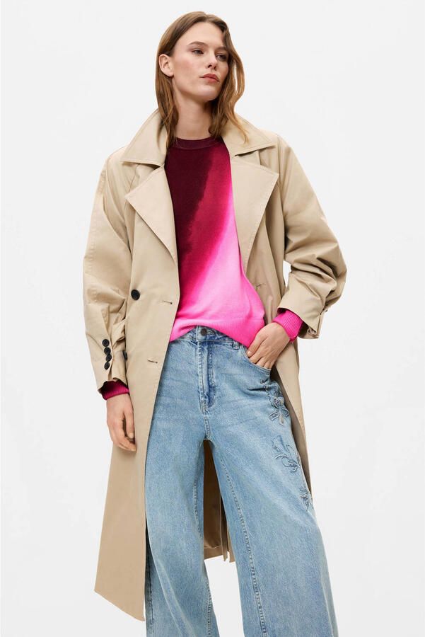 Desigual katoenen trenchcoat met ceintuur beige