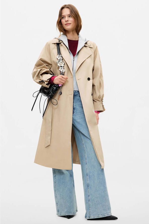 Desigual katoenen trenchcoat met ceintuur beige - Foto 3