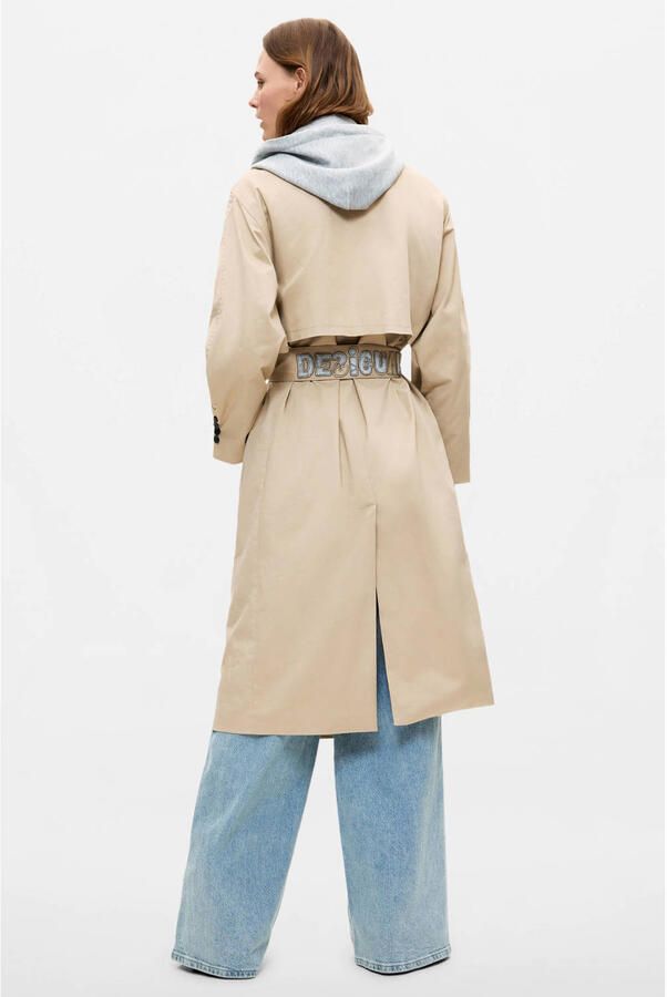 Desigual katoenen trenchcoat met ceintuur beige - Foto 2