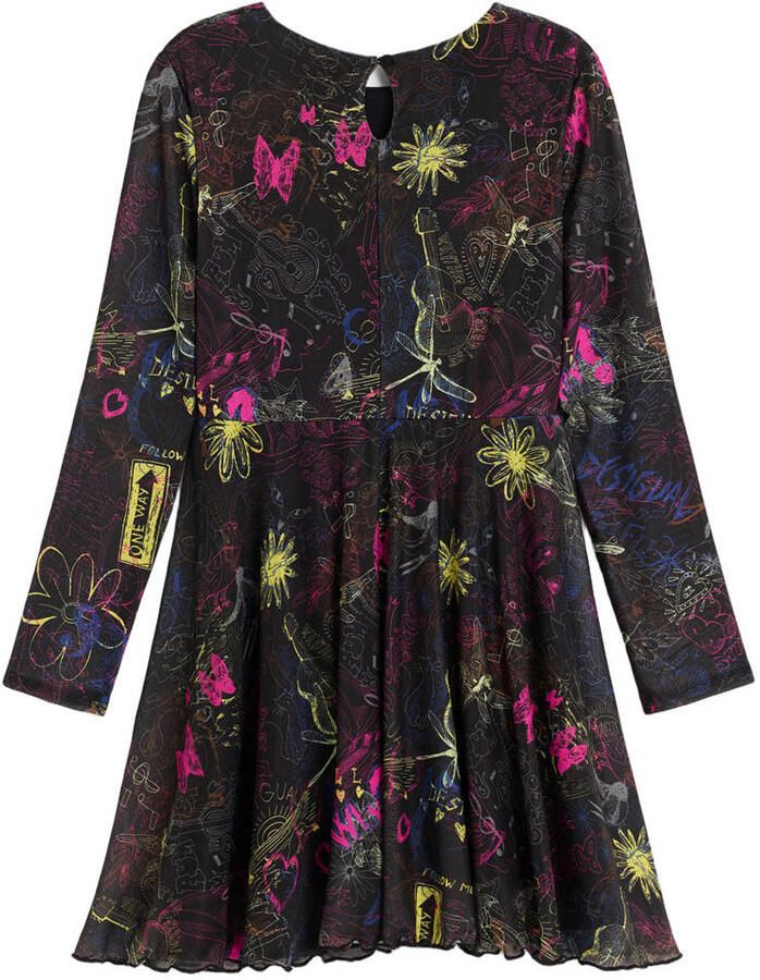 Desigual korte A-lijn jurk met print zwart - Foto 2