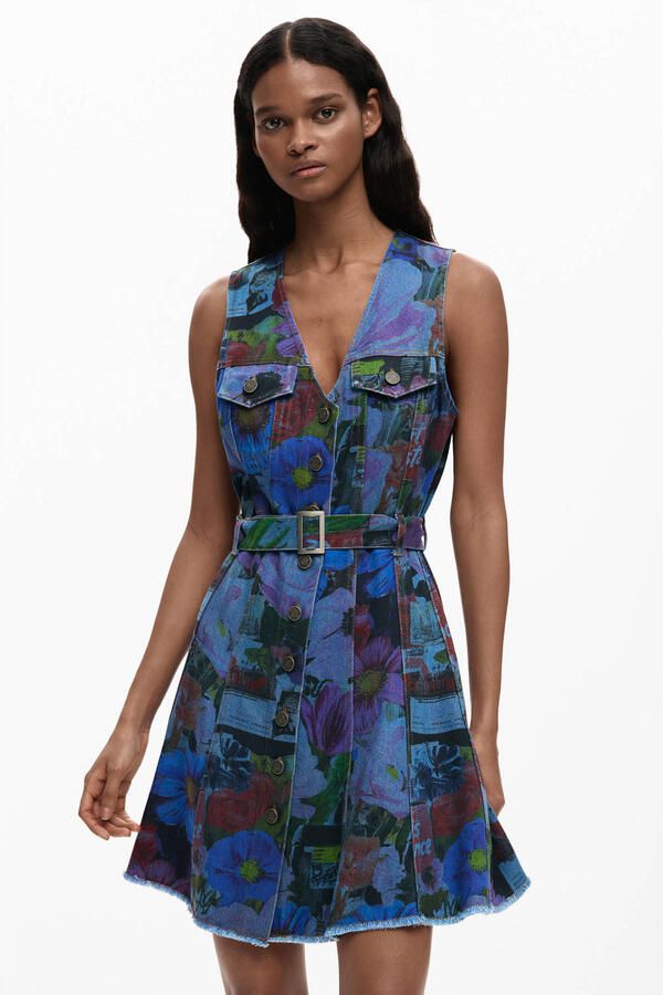 Desigual korte jurk met all over print multicolor