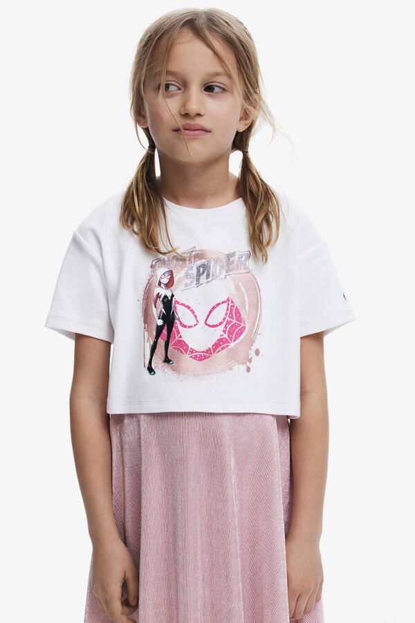 Desigual korte jurk met glitter lichtroze