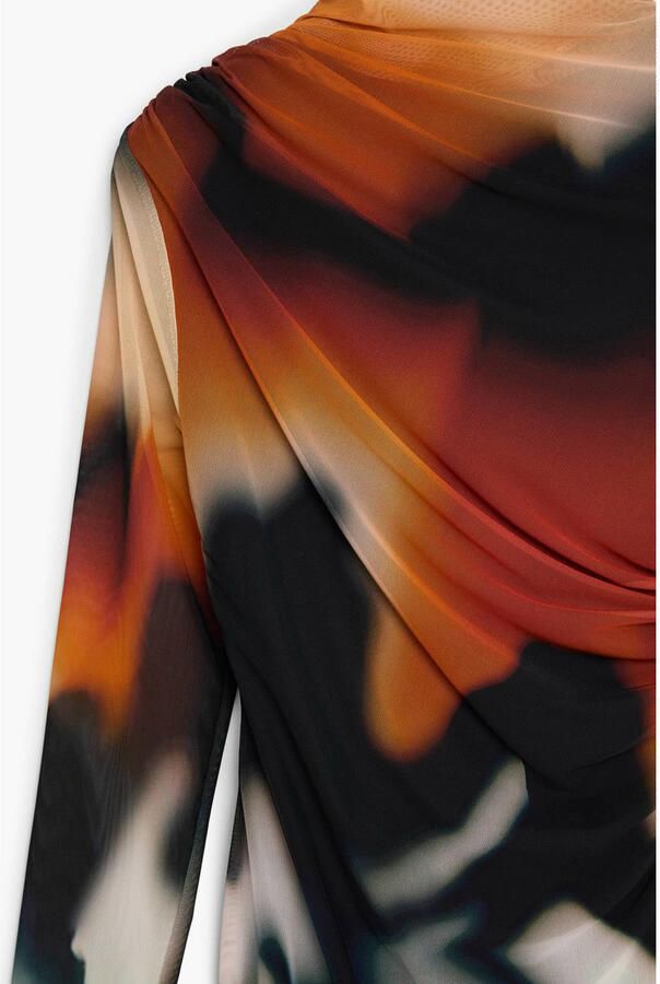 Desigual korte jurk met print zwart oranje - Foto 2