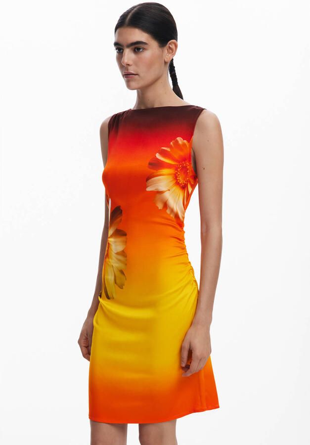 Desigual korte jurk oranje