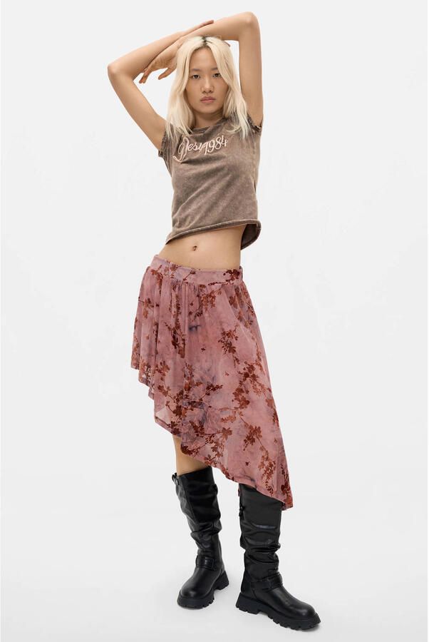 Desigual korte rok met print oudroze - Foto 3