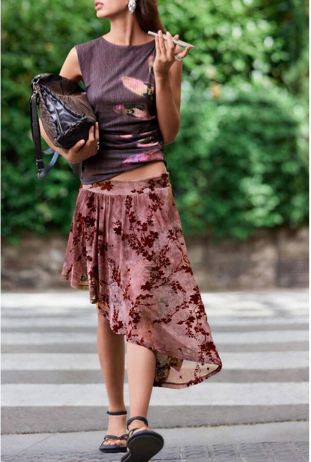 Desigual korte rok met print oudroze - Foto 2
