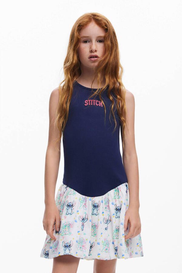 Desigual Lilo & Stitch A-lijn jurk donkerblauw
