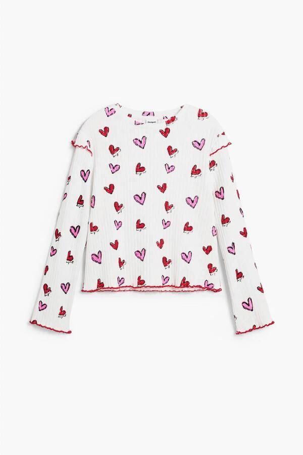 Desigual longsleeve met hartjes wit rib gebreid - Foto 3