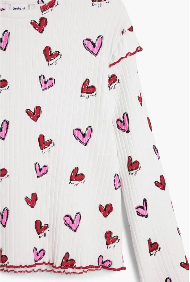 Desigual longsleeve met hartjes wit rib gebreid - Foto 2