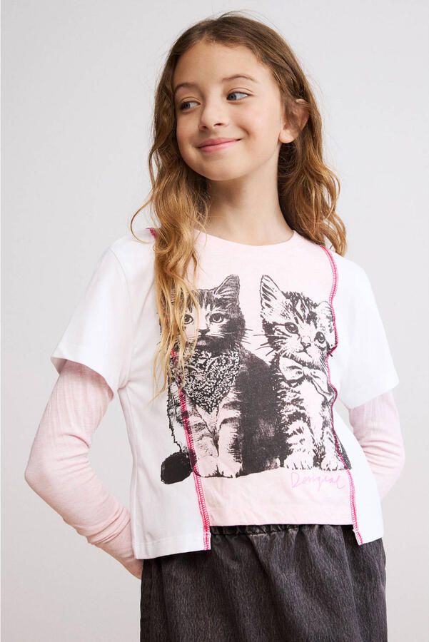 Desigual longsleeve met print lichtroze