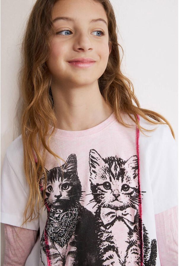 Desigual longsleeve met print lichtroze - Foto 2