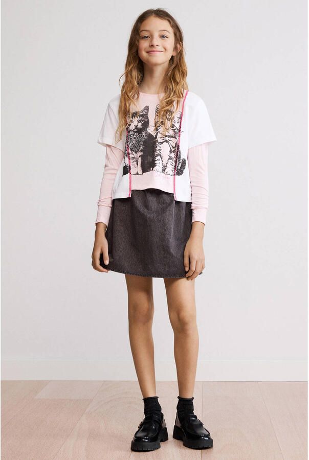 Desigual longsleeve met print lichtroze - Foto 3