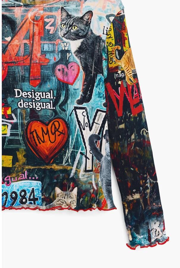 Desigual longsleeve met print zwart rood blauw - Foto 3