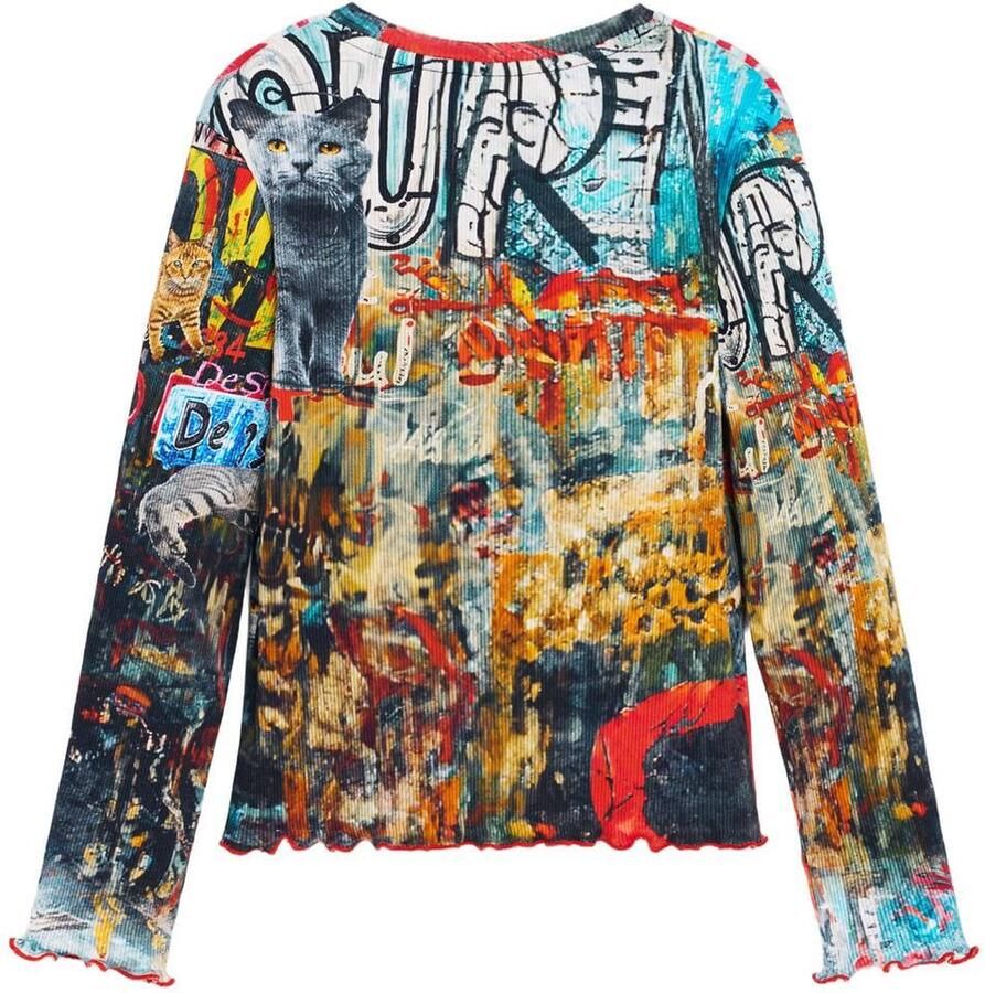 Desigual longsleeve met print zwart rood blauw - Foto 2