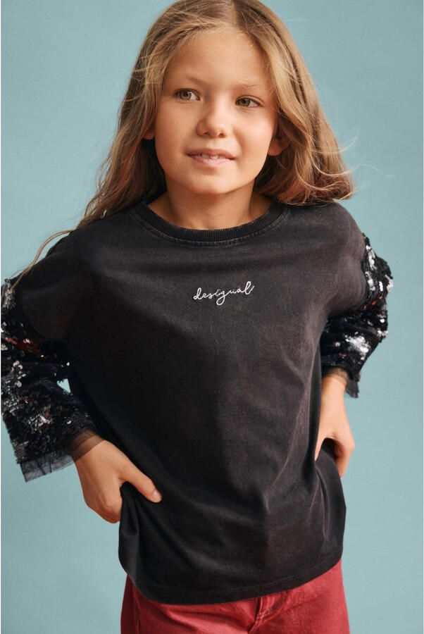 Desigual longsleeve zwart met pailletten