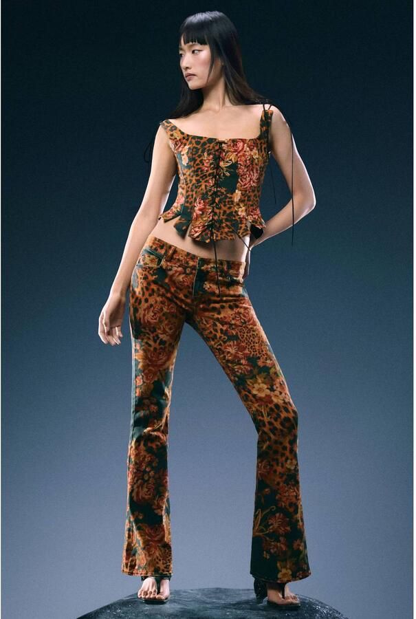 Desigual low waist flared jeans zwart oranje - Foto 2