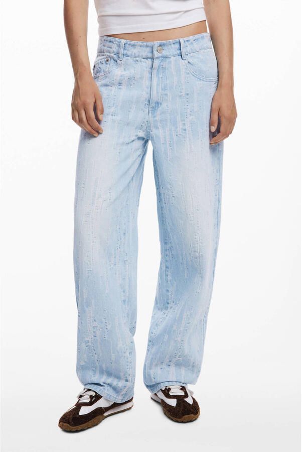 Desigual low waist baggy jeans light blue denim