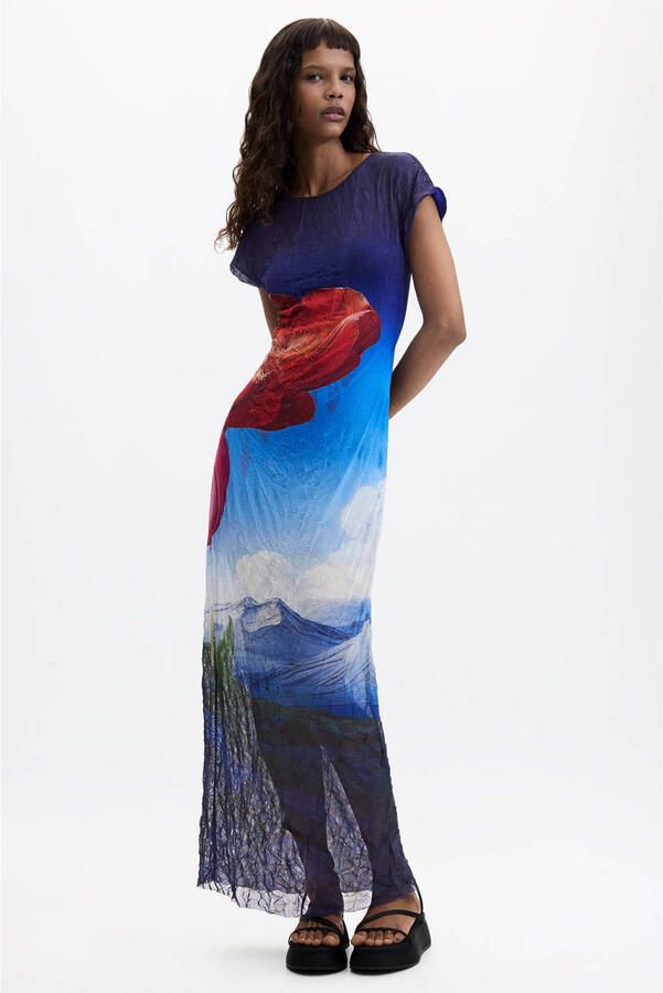 Desigual maxi jurk met print meerkleurig - Foto 3