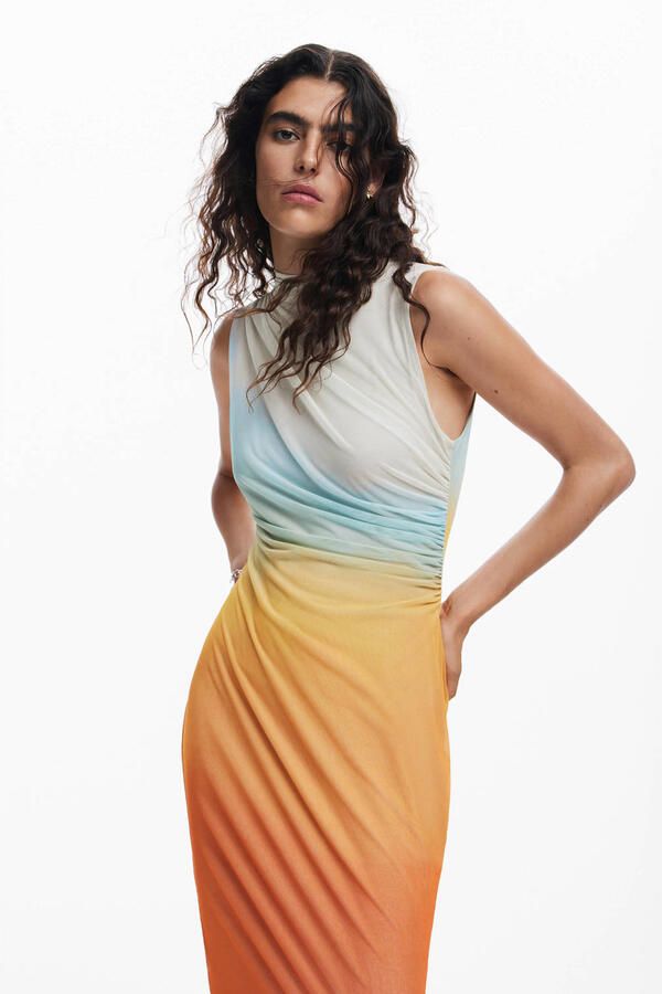 Desigual maxi jurk oranje - Foto 2