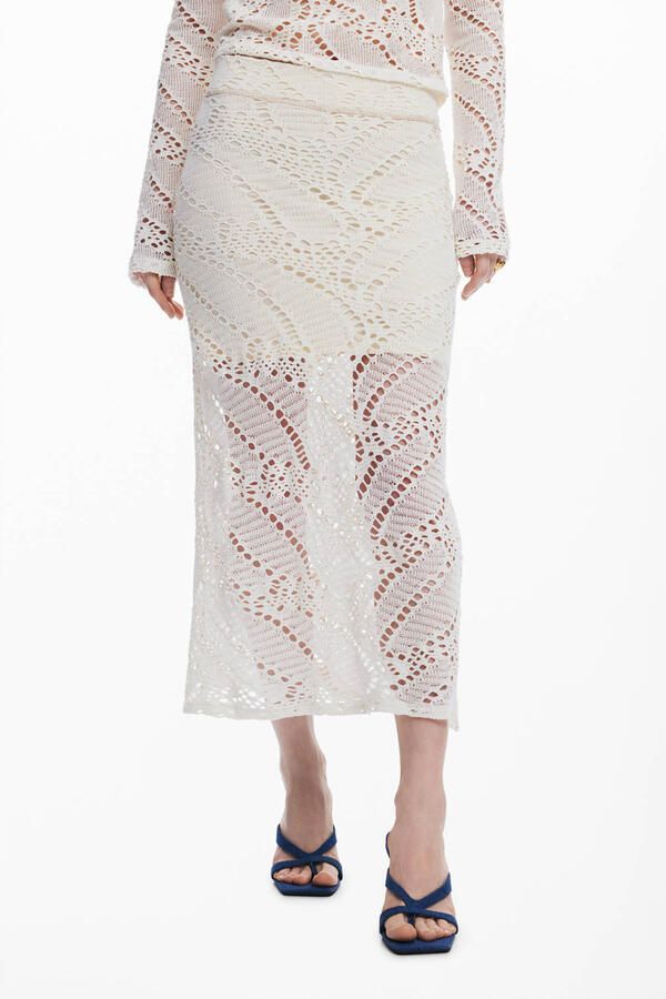Desigual maxi rok crochet ecru - Foto 3