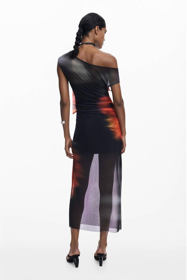 Desigual mesh off shoulder jurk zwart - Foto 2