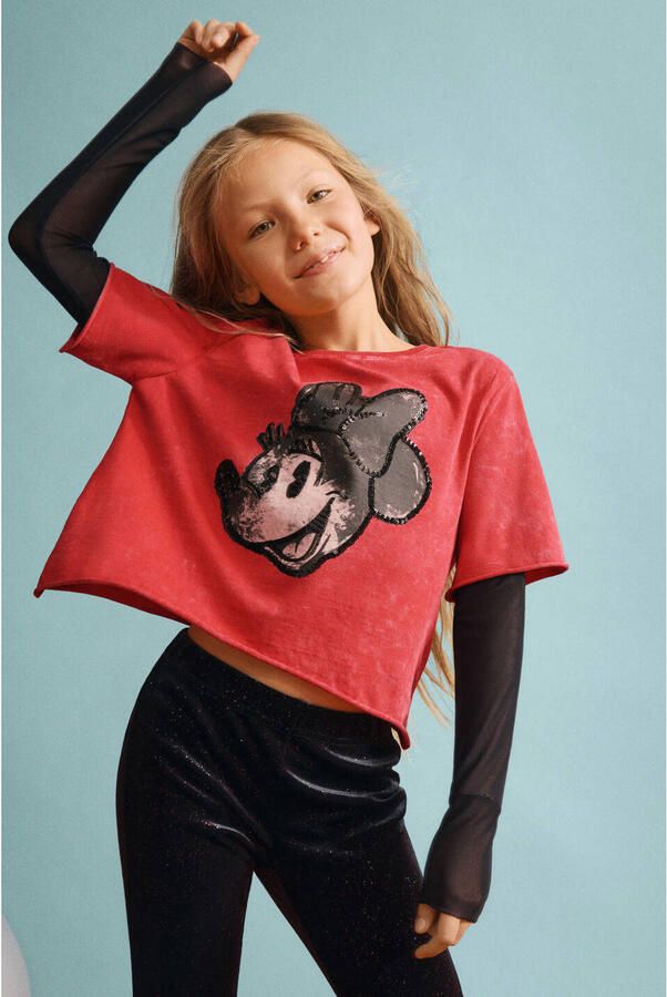Desigual Mickey Mouse longsleeve rood met pailletten - Foto 2