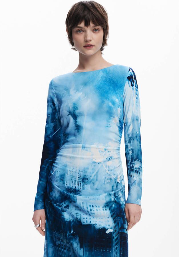 Desigual midi jurk blauw