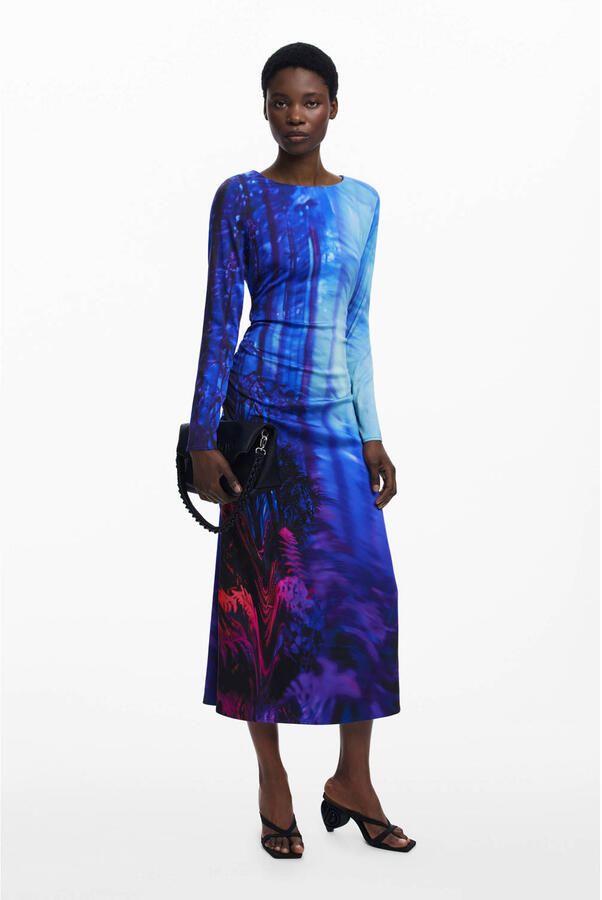 Desigual midi jurk blauw