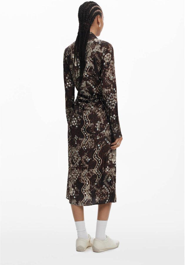 Desigual midi jurk bruin - Foto 2