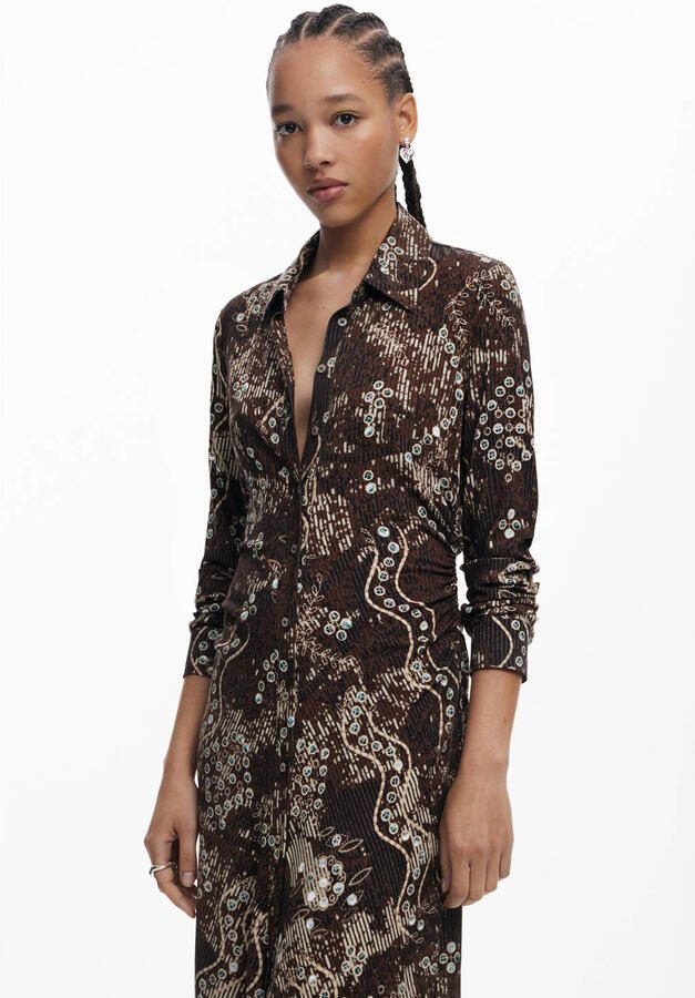 Desigual midi jurk bruin