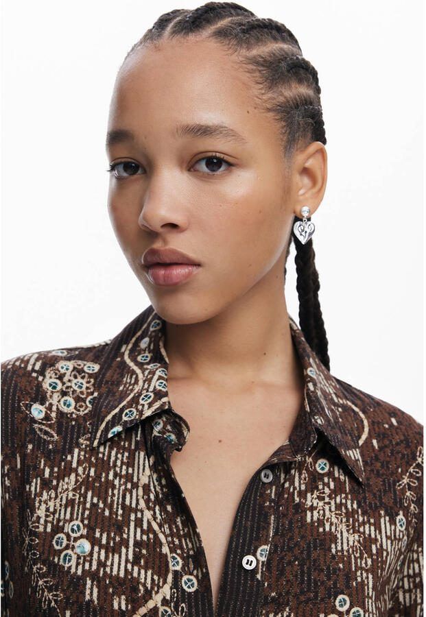 Desigual midi jurk bruin - Foto 3