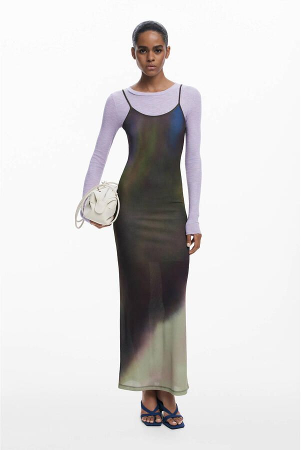 Desigual midi jurk donkergroen - Foto 2