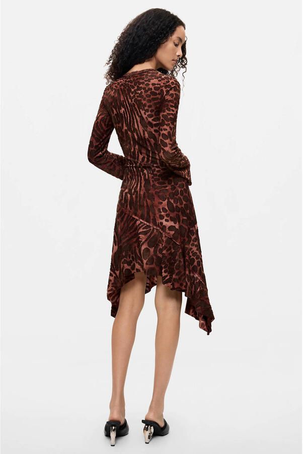 Desigual midi jurk met panterprint bruin - Foto 2