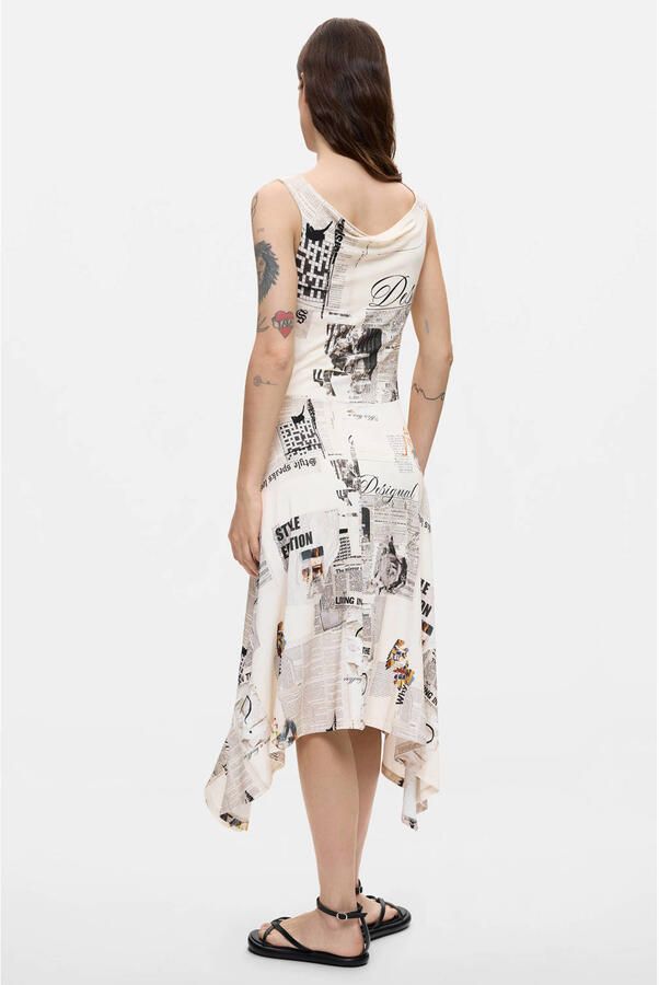 Desigual midi jurk met print ecru - Foto 2