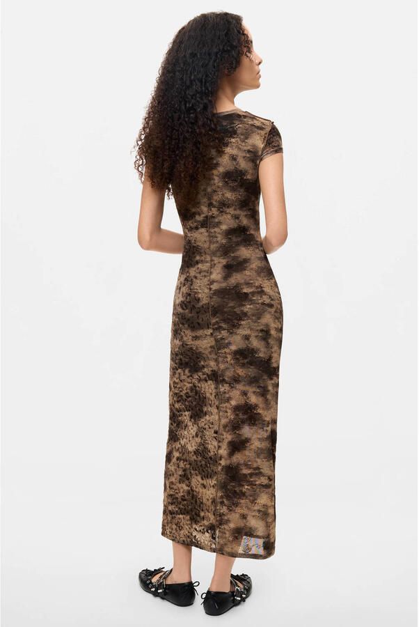 Desigual midi jurk met print grijsgroen - Foto 3