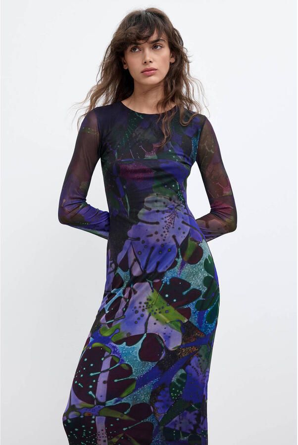 Desigual midi jurk met print meerkleurig
