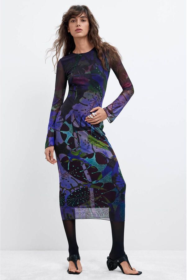 Desigual midi jurk met print meerkleurig - Foto 3
