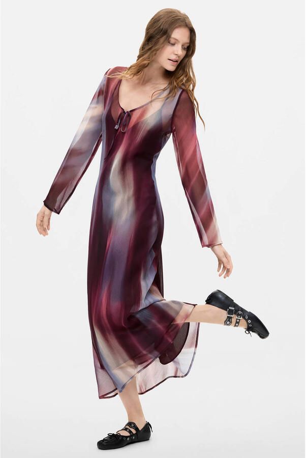 Desigual midi jurk met print meerkleurig - Foto 3