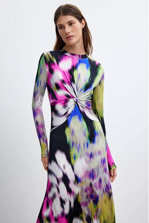 Desigual midi jurk met print meerkleurig