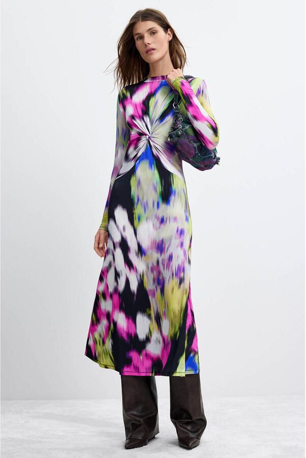 Desigual midi jurk met print meerkleurig - Foto 3