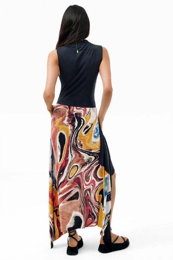 Desigual midi jurk met print zwart - Foto 2