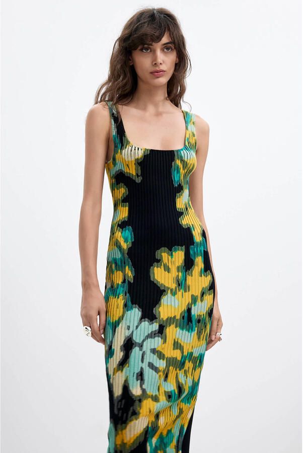Desigual midi jurk met print zwart