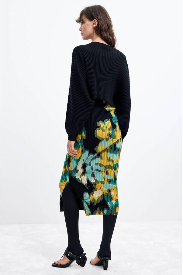 Desigual midi jurk met print zwart - Foto 3