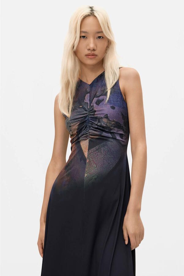 Desigual midi jurk met print zwart