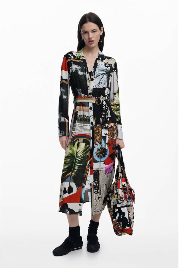 Desigual Gedrukte knoopjurk Lente Zomer Collectie Multicolor Dames - Foto 2